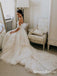 A-Line Off-the-Shoulder Sweep Train Wedding Dresses with Appliques, QB0820