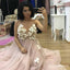 A-Line Spaghetti Straps Long Pink Prom Dresses with Appliques, QB0535