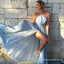 Charming A-Line Halter Long Cheap Light Blue Chiffon Prom Dresses with Split, QB0506