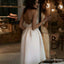 A-Line Spaghetti Straps Backless Tea-Length White Prom Dresses with Pockets, QB0493