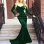 V Neck Off Shoulder Velvet Long Sleeves Mermaid Prom Dresses, QB0549