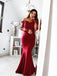 Long Sleeve Lace Mermaid Burgundy Long Bridesmaid Dresses Online, WG290