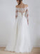 Off Shoulder Long Sleeve Lace A-line Cheap Wedding Dresses Online, WD336