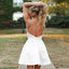 Simple Halter Strap Backless Short Cheap Pink Satin Homecoming Dresses, QB0184