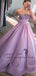 2019 Sweetheart A-line Ball Gown Lilac Evening Prom Dresses, QB0408