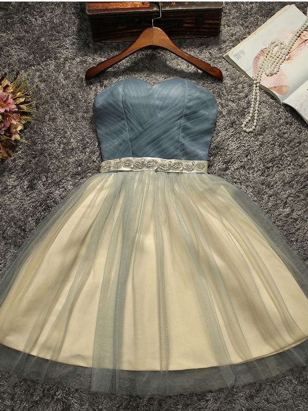 Strapless Beaded Belt Two colors Skirt Homecoming Dresses, Affordable Short Party Sweet 16 Dresses, Perfect Homecoming Cocktail Dresses, CM566