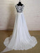 See Through V Neck  Simple Custom Cheap Beach Wedding Dresses, WD318