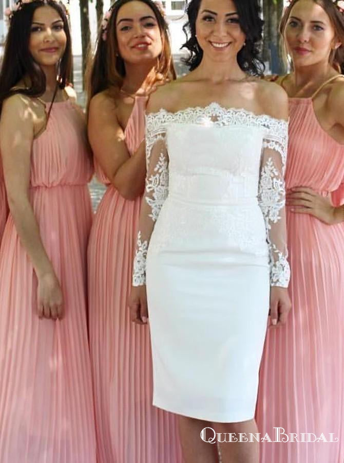 Simple Spaghetti Straps Sleeveless Floor-Length Pink Bridesmaid Dresses, QB0848