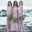 A-Line V-Neck Long Lavender Convertible Bridesmaid Dresses, QB0807
