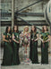 Mermaid Bateau Long Cheap Green Sequin Bridesmaid Dresses, QB0749