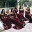 Burgundy Long Sleeves Mermaid Cheap Long Bridesmaid Dresses Online, WG297