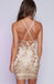 Halter Backless Gold Applique Sparkly Tight Homecoming Dresses 2018, CM436