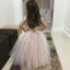 Ball Gown Round Neck Pink Tulle Flower Girl Dresses with Lace&Bow Knot, QB0229