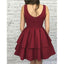 Simple Dark Red V Neck Cheap Homecoming Dresses 2018, CM470