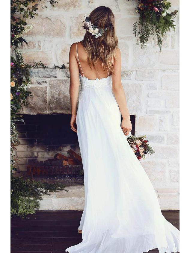 Sexy Backless Unique Casual Cheap Beach Wedding Dresses, WD311