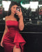 Sexy Red Strapless High Slit Sleeveless Long Evening Dresses Prom Dresses, QB0652
