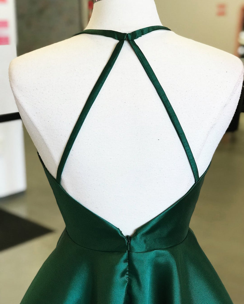 Sexy Emerald Green Backless Simple Short Cheap Homecoming Dresses Under 100, CM575