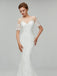 Ivory Mermaid Lace Rustic Wedding Dresses Illusion Neckline Beach Wedding Dresses, QB0321