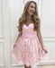 Custom Sweetheart Short Pink Lace Homecoming Dresses 2018, CM522
