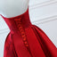 2020 Red V Neck A-line Custom Long Evening Prom Dresses, PDS0078