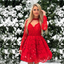 Lace Red Halter Chic Long-Sleeves A-Line Short Homecoming Dresses, QB0833