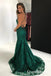 2021 Burgundy Lace Mermaid Long Evening Prom Dresses, QB0453