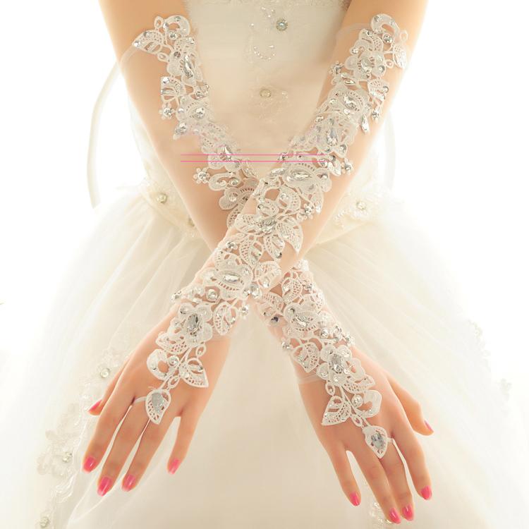 Wedding Gloves, Lace Flower Bridal Gloves, Beading Gloves, Long Gloves, TYP0532