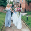 Dusty Blue Spaghetti Strap Chiffon Cheap Long Bridesmaid Dresses, QB0648