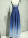 A-line Straps Long Cheap Sleeveless Tulle Prom Dresses With Sequin, QB0600