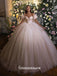 Courtly Style Puff Sleeve Pleating Sequins Tulle Ball Gown Wedding Dresses Prom Dresses, WGP214