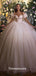 Courtly Style Puff Sleeve Pleating Sequins Tulle Ball Gown Wedding Dresses Prom Dresses, WGP214