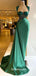 Gorgeous Emerald Green Rhinestones Mermaid Pleating Soft Satin Evening Gowns Prom Dresses, WGP237