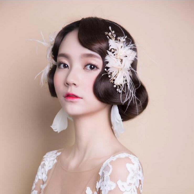 Beautiful Feather Floral Wedding Headpiece, Wedding Accessories, Wedding Headpiece, VB0604