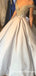 Ball Gown Off-the-Shoulder Light Grey Satin Prom Dresses with Beading, QB0537