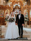 V-neck Sleeveless Ball Gown Long Cheap Lace Wedding Dresses, QB0856