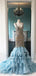 2019 Sparkly V-neck Beaded Long Mermaid Formal Prom Dresses, QB0464