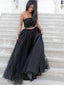 Two Pieces Strapless Long Cheap Tulle Formal Prom Dresses, QB0471