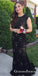 Beaded Long Black Evening Dresses Mermaid Formal Prom Dresses, QB0609