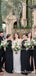Simple Charming Halter Straps Black Chiffon A-line Long Cheap Floor-Length Bridesmaid Dresses, BDS0032