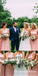 2019 Pink One Shoulder Long Cheap Chiffon Bridesmaid Dresses, QB0650