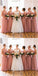 Sexy V-Neck Long Cheap Blush Pink Chiffon Bridesmaid Dresses Online, QB0121