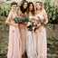 Newest Elegant Charming Mismatched Pink Chiffon Floor-length Long Cheap Bridesmaid Dresses, QB0919