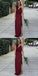Elegant V-Neck Long Cheap Spaghetti Strap Burgundy Bridesmaid Dresses Online, QB0008