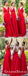 A-Line V-Neck Red Chiffon Long Cheap Bridesmaid Dresses with Applique, QB0847