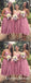 Dusty Rose Spaghetti Strap Sleeveless A Line Lace Bridesmaid Dresses, QB0675