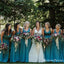 New Arrival V-neck Blue Lace Appliqued Beaded A-line Long Cheap Bridesmaid Dresses Online, BDS0080
