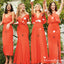 Mismatched Burnt Orange Chiffon A-line Long Cheap Wedding Bridesmaid Dresses, BDS0016