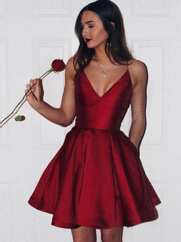 Short Dark Red Prom Dresses