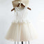 Cute Round Neck Tulle Long Cheap Flower Girl Dresses with Ruffles, QB0105