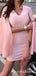 Beautiful Sheath V Neck Pink Short Party Homecoming Dresses With Cloak, QB0895